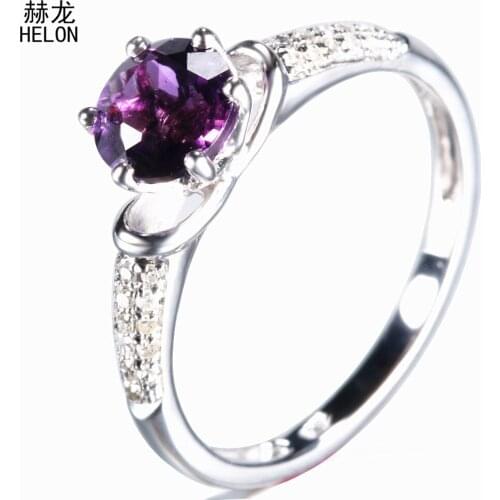 Round 6.5mm Amethyst Ring 925 Sterling Silver Amethyst Gemstone Jewelry Engagement Wedding Diamonds Ring For Women Jewelry