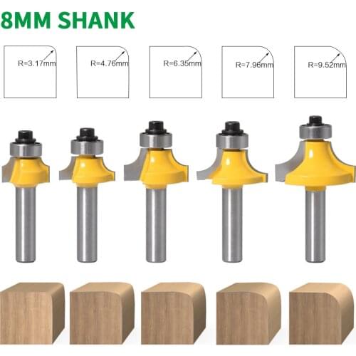 1PC 8MM Shank Milling Cutter Wood Carving Corner Round Over Router Bit with Bearing Milling Cutter Woodworking Tungsten Carbide