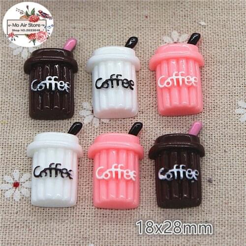 10PCS brown pink coffee drink Resin Flat back Cabochon Miniature food Art Supply Decoration Charm Craft DIY Accessories