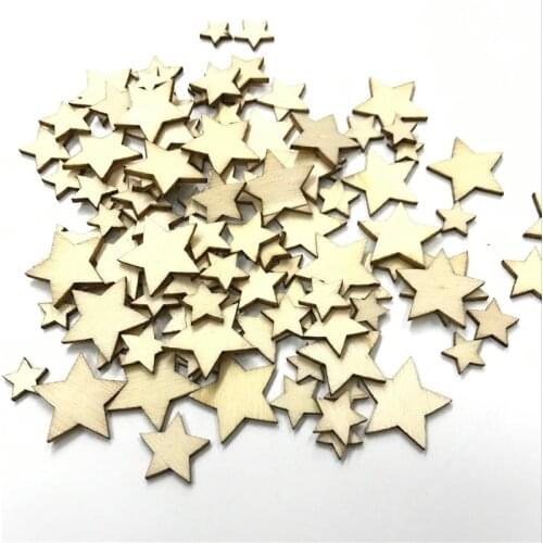 100pcs/pack Small Wooden Stars Craft for Party Decoration Chipboard Fashion Wooden Home Decorations DIY Scrapbooking