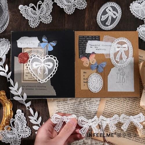12sets/lot Memo Pads Sticky Notes Lace paper Junk Journal Scrapbooking Stickers Office School stationery