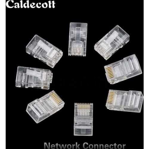 Caldecott 50pcs RJ45 RJ-45 CAT5 CAT6 Modular Jack 8P8C Plug Network Ethernet Connector 8 Pins Lan Network Connector