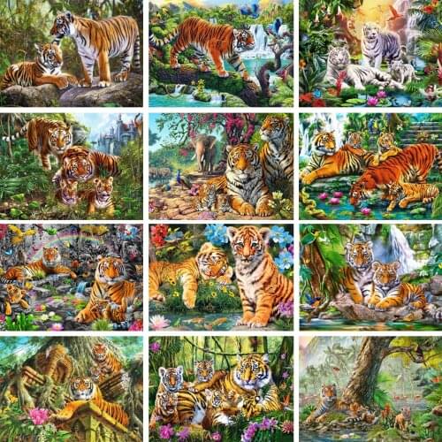 5D Diamond Painting Animal Cross Stitch Kit Tiger Rhinestone Art Picture DIY Full Diamond Embroidery Mosaic Home Decoration Gift