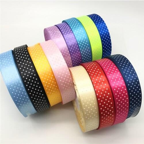 5Yards 1" 25mm Printing Polka Dot Satin Ribbon Hair Bow Christmas Wedding Decoration DIY Sewing Craft