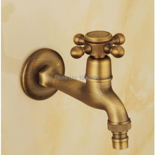 Free Shipping Long Spout Laundry Faucet Antique Single Cold Washing Machine Taps Wall Mounted W203