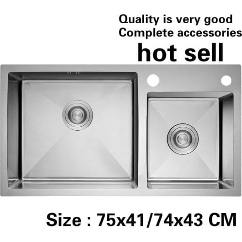 Free shipping Apartment vogue kitchen manual sink double groove multifunction 304 stainless steel hot sell 750x410/740x430 MM