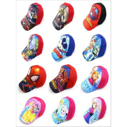 Baby Boy Girl Baseball Caps Children Cute Hats Cartoon Cars Mickey Spiderman Frozen Anna Elsa Kids Popular Hip Hop Kids Snapback