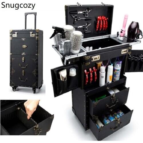 Snugcozy Private custom large Multi-layer Beauty Tattoo Salons Trolley Suitcase capacity Trolley Cosmetic case Rolling Luggage