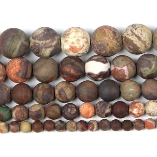 Natural Stone Frosted Flower Veins Agates Charm Round Loose Beads For Jewelry Making Needlework Bracelet Diy Strand 4-12 MM