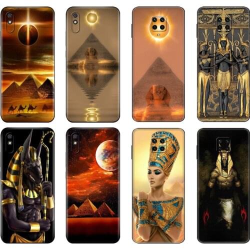 Black tpu Case For Xiaomi Redmi 7A 8 8A 9 9A 9C Case Redmi Note 8T 8 Pro T Note 9 9S 9 Pro Case Egypt Nefertiti Anubis Ankh