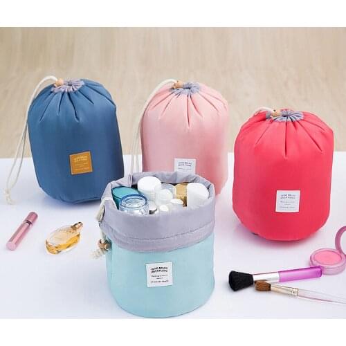 Cylindrical waterproof nylon large travel cosmetic bag Thickening rope ladies cosmetic bag