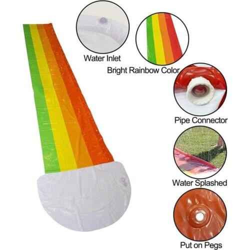 PVC Childrens Swimming Pools Splash Inflatable Pool Rainbow Waterslide For Kids Children Outdoor Backyard Lawn Water Games Toys