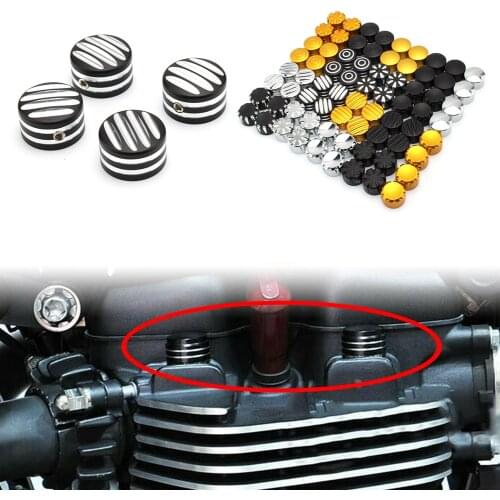 For Triumph Bonneville T120 Black Thruxton R Street Twin Cup Scrambler 4Pcs Spark Plug Machined Head Bolts Caps Screws Nut Cover