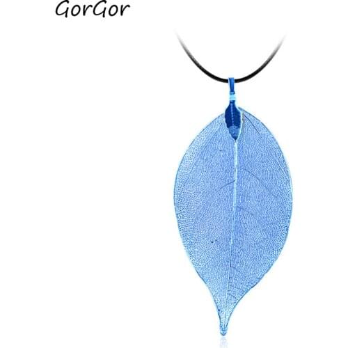 GorGor Necklace Women Leather Cord Pattern Tree Leaf Pendant Rope Chain Creative Birthday Individuality Jewelry S0081355.07/08