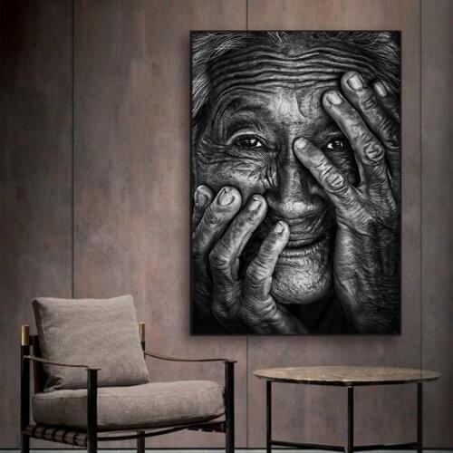 Abstract Wrinkled Old Lady Canvas Paintings Wall Art Prints Poster Living Room Decor Decorative Paintings On The Wall Home Decor