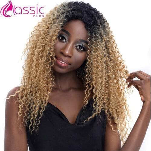 Classic Plus Afro Kinky Curly Wig Bundles Extensions 16-20 inch Synthetic Wig Ombre Black Blonde Wigs for Women Heat Resistant