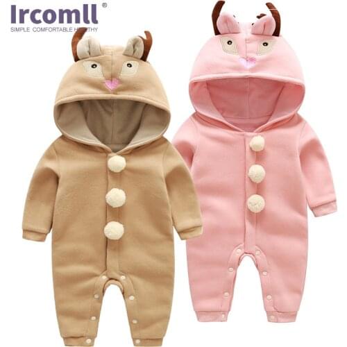 Ircomll New Autumn Baby Rompers 100% Cotton Comfortable 3D Owl Hooded Newborn Girl Boy Clothes Infant Toddler Outwear Clothing