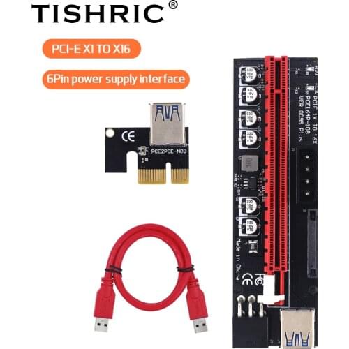 TISHRIC VER009s Plus 6 Capacitors Riser For Video Card Riser 009s Plus USB3.0 Interface Pci-e 1X To 16X Card For Mining