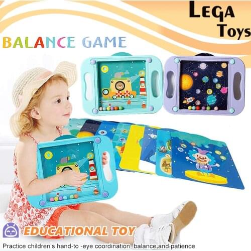 Maze Ball Balance Puzzle Labyrinth Mind Brain Game with 10 Scenes Cards Educational Learning Puzzle Toy for Developing Patience