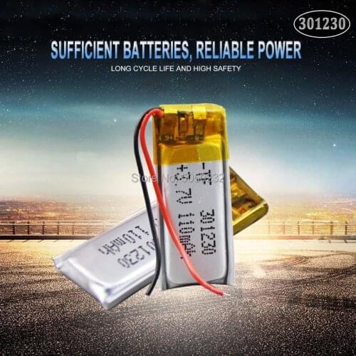 2pcs 80mAh 3.7V 301230 Lithium Polymer Li-Po Rechargeable Battery For Mp3 MP4 MP5 GPS mobile bluetooth speaker earphone