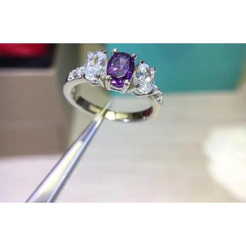 Fashion jewelry Purple crystal gem-stone ring cz zircon candy ring for women wedding party jewelry anillos plata 925 para mujer