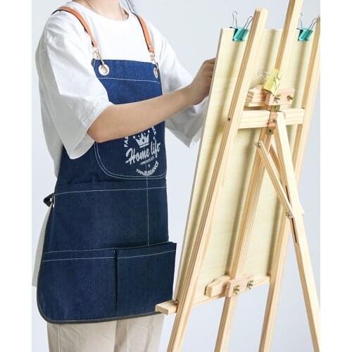 Fashion denim canvas apron restaurant waiter nail salon work clothes men and women painting custom logo printing