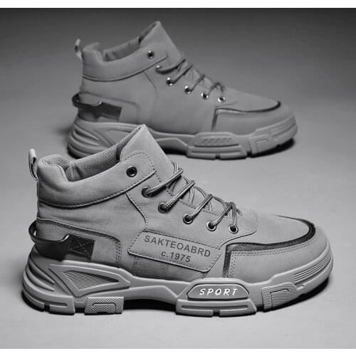 Mens Martin Boots Autumn New Personality Fashion Casual Work Shoes High-top British Retro Style Tooling Winter Motorcycle Boots