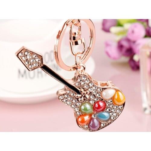 Music Charm Keychain Music Guitar Shape Pendant Purse Key Chains Trinket Mini Microphone-notes Key Holder Car Accessories Gift