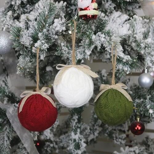 Wholesale Christmas Knitted Ball Gifts Articles Christmas Decorations Christmas Tree hang Ball in red green white color