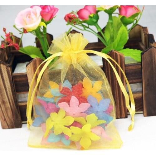 Wholesale 500pcs/lot Gold Organza Bag 7x9cm Small Wedding Christmas Gift Bags Favor Charms Jewelry Packaging Bag Pouches