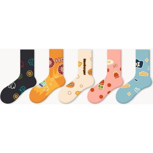 Autumn New Sweet Best Friend Party Cute Pattern Socks Happy Funny Color Ins Fashion Medium Cotton Socks