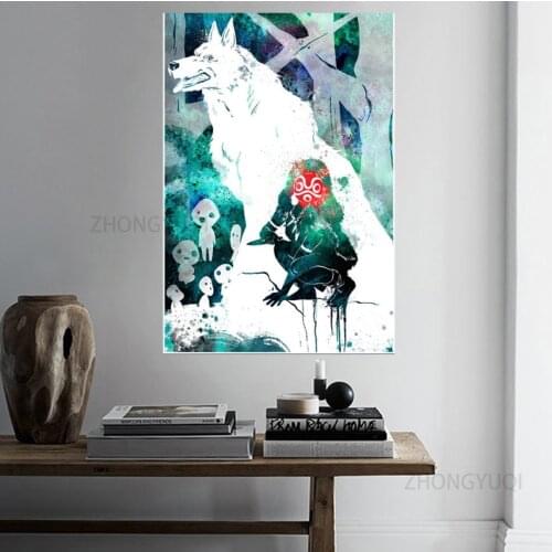 Studio Ghibli Princess Mononoke Poster Japanese Anime Prints Oil Canvas Painting Wall Pictures d