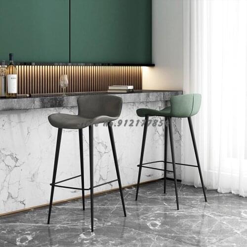 Light Luxury Bar Chair Front Desk Retro Bar Chair Modern Minimalist Iron High Stool Backrest Household High Bar Chair