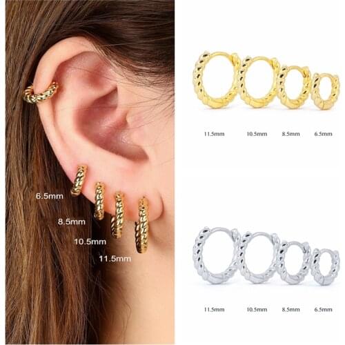 CANNER Trendy Copper Ear Bone Earlobe Piercing Buckle Stud Earrings for Women Men Party Wedding Circle Round Earring Jewelry
