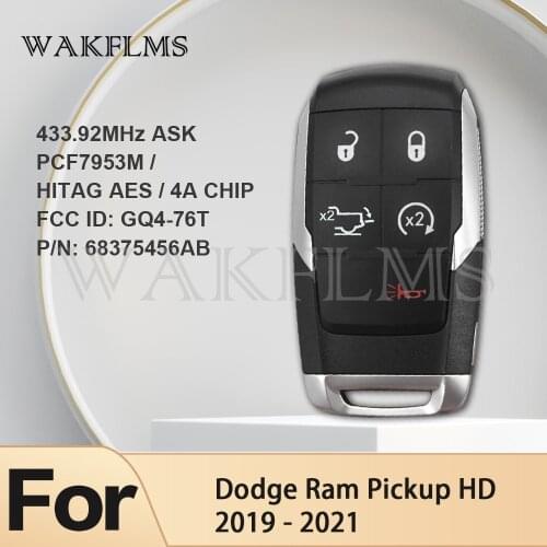 For Dodge Ram Ram Pickup HD 2500 3500 4500 5500 433MHz ASK PCF7953M GQ4-76T P/N:68375456AB 5Button Smart Key Car key