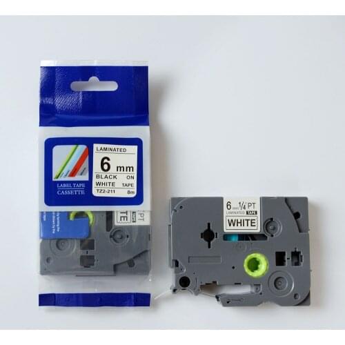 Compatible for brother tze tz label tape 6mm tz211 tze-211 tze211 ribbon P-touch label printer label maker