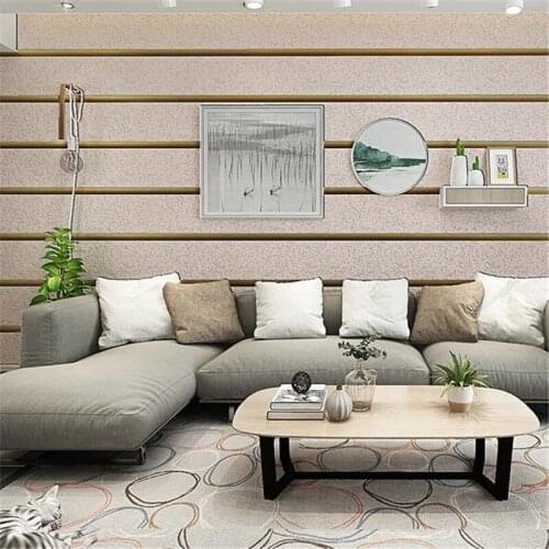 WELLYU Modern minimalist horizontal stripes deerskin non-woven wall paper bedroom living room TV backdrop stripe wallpaper