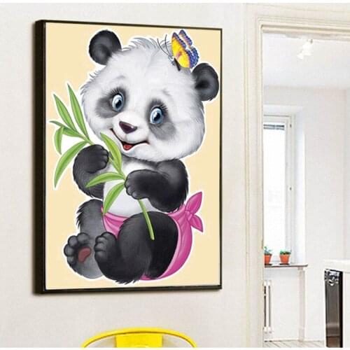 Rhinestones Mosaic 5D Diamond Panda Tree DIY Diamond Painting Round Beads Embroidery Needlework Craft