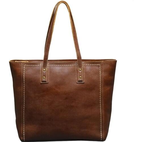 Unisex Genuine Leather Men Handbags Cross Section Tote Bag Retro Female 15 Inch Laptop Shoulder Bag Computer Bag Soft