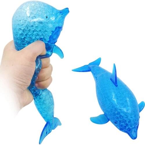Squeezing Dolphin Toy With Water Beads Anti Stress Sensory Toy Spongy Dolphin Bead Stress Ball Toy Fidget Toys For Children Kids