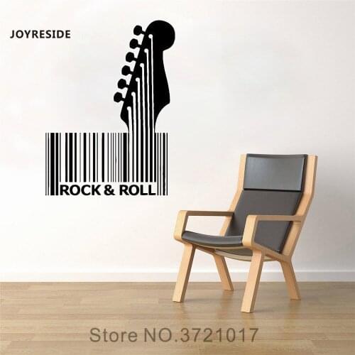JOYRESIDE Rock & Roll Music Wall Guitar Musical Instrument Bar Code Decal Vinyl Sticker Decoration Home Bedroom Art Mural A196