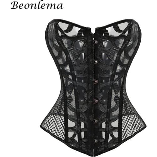 Beonlema Gothic Clothing Corset Hollow Out Bustiers Black White Erotic Sexy Woman Corset Lingerie Plus Size Corsage 6XL