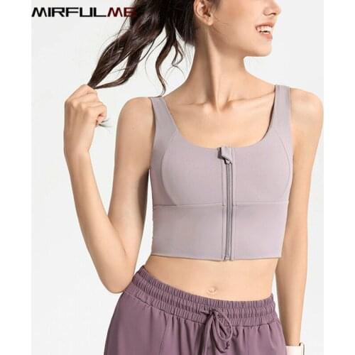 Women Sport Bra High Impact Gym Workout Bra Girls Front Zipper Shockproof Brassiere Padded Yoga Running Crop Top Sportwear Femme