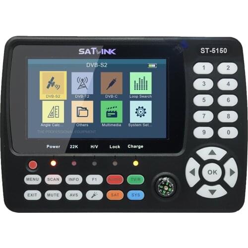 LCD ST-5150 DVB-S2/T2/C COMBO HD Satellite TV Signal Finder Digital Signal Meter Satellite Finder H.265 HEVC MPEG-4 4.3 Inch TFT