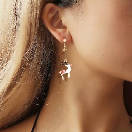 1Pair Christmas Elk Tree Dangle Drop Earrings for women Snowflake Boots Hook Long Earrings Ornaments Jewelry Xmas Gifts New#38