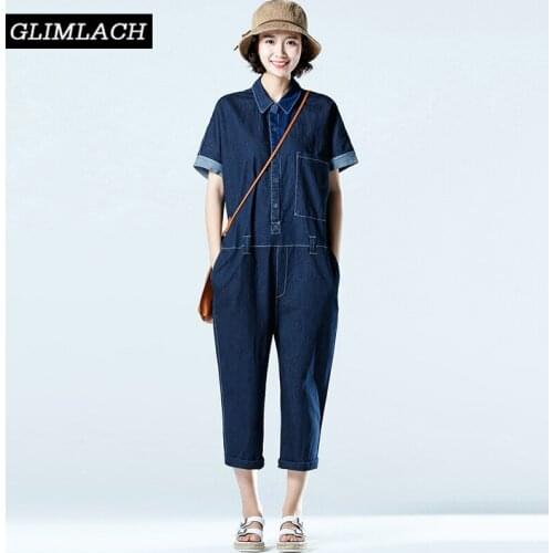 2019 New Baggy Denim Jumpsuits Women Loose Casual One Piece Jeans Jumpsuits Ladies Oversize Wide Leg Denim Overalls Streetwear