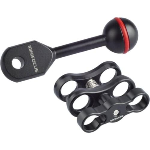 3" Aluminium 1"Ball and YS head adapter arm with Dual Holes Ball Clamp for Underwater Strobe/Housing Flashlight/Light Mount