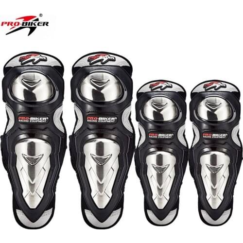 4Pcs/Set Motorcycle Kneepad Stainless Steel Moto Elbow Knee Pads Motocross Racing Protective Gear Protector Guards Kit
