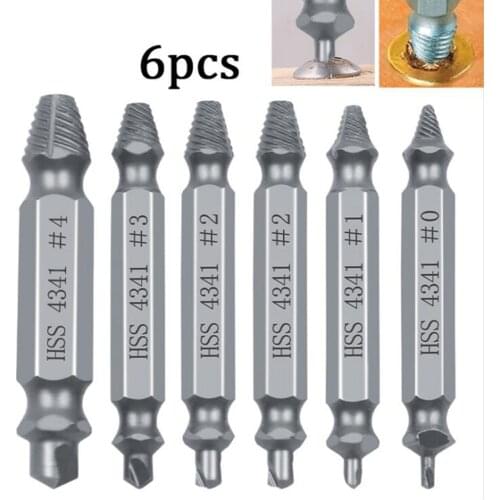 6cps/Set HSS Screw Extractor Damaged Drill Bits Guide Set Broken Speed Out Easy out Bolt Stud Stripped Screw Remover Tools
