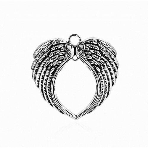 Large Size Charm Hang In Center Open Hollow Heart Angel Wings Pendants For Christmas Tree ornament Jewelry